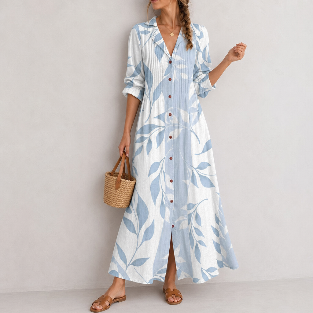 Rab Boho Floral Midi Dress in Skyblue