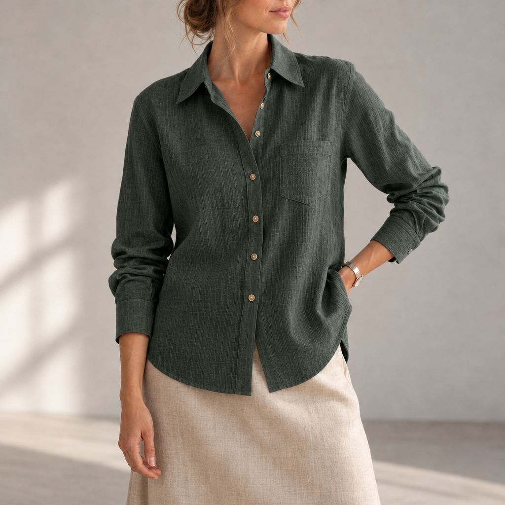 Sanremo Relaxed Linen Shirt in Army Green