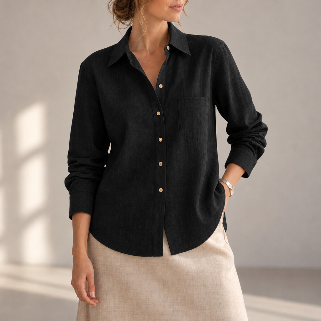 Sanremo Relaxed Linen Shirt in Black