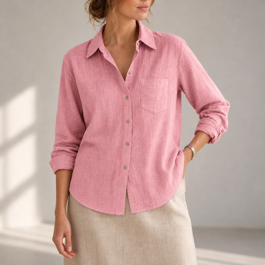 Sanremo Relaxed Linen Shirt in Pink