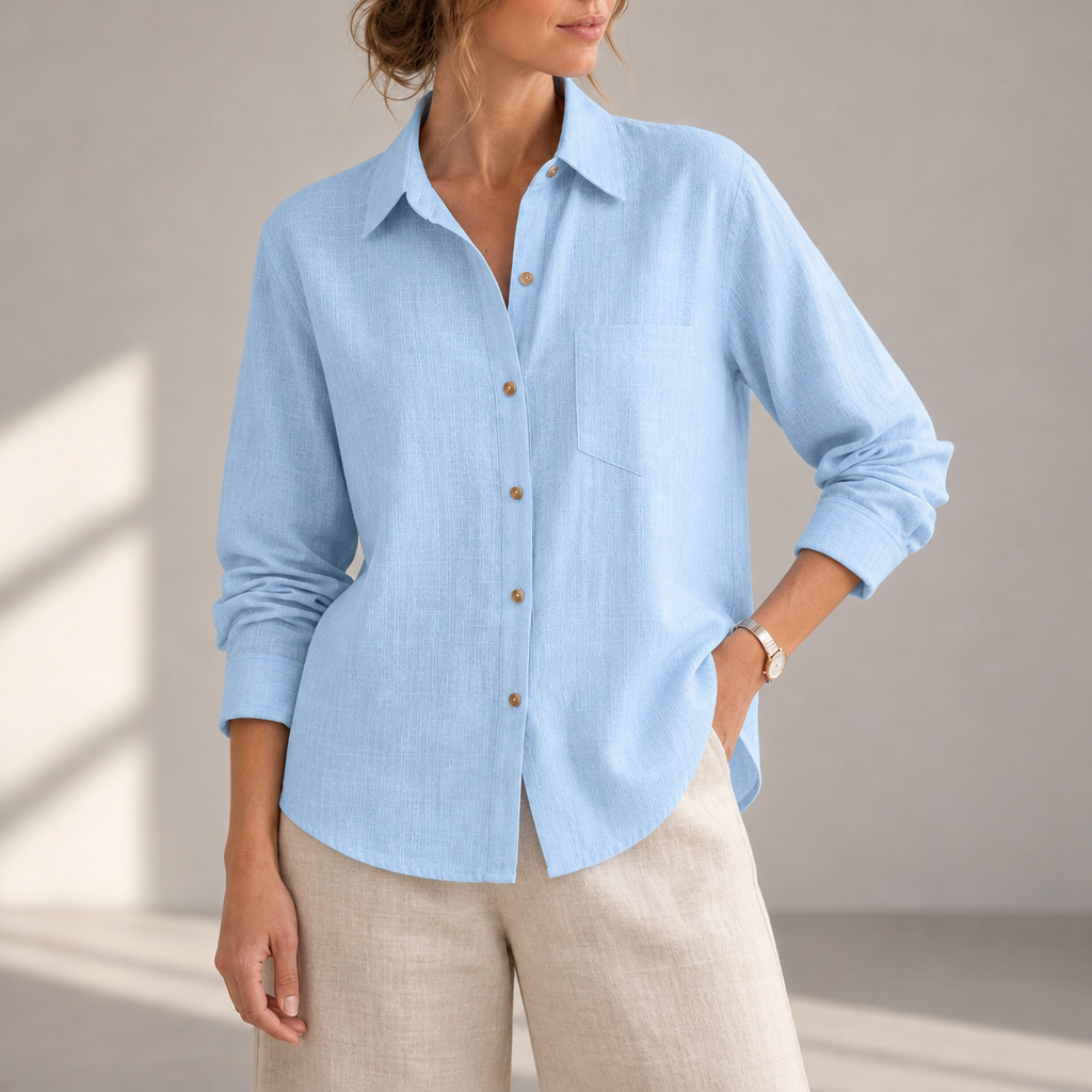 Sanremo Relaxed Linen Shirt in Sky Blue