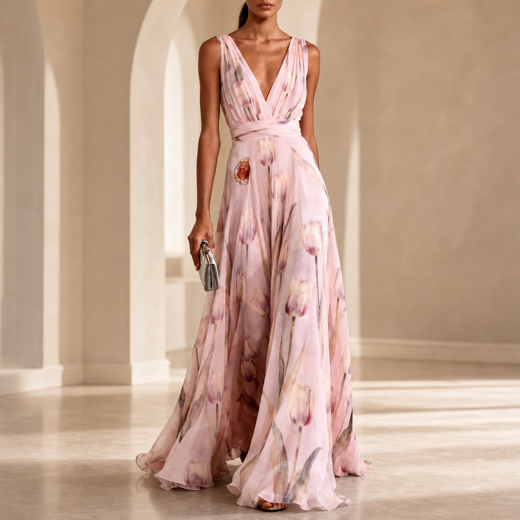 Sete Floral Wrap Maxi Dress in Pink