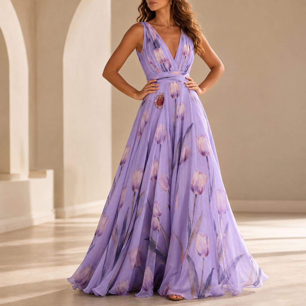 Sete Floral Wrap Maxi Dress in Purple