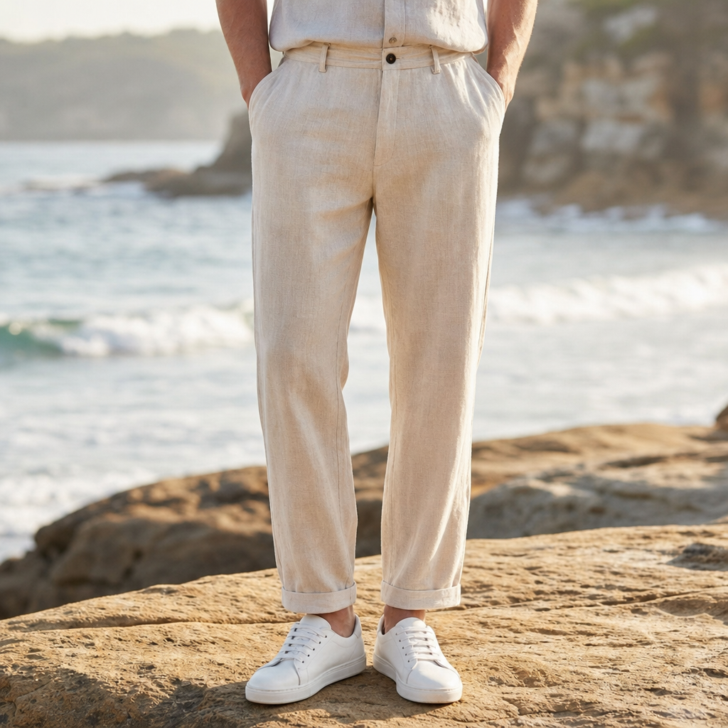 Soller Relaxed Linen Chino Pants in Beige