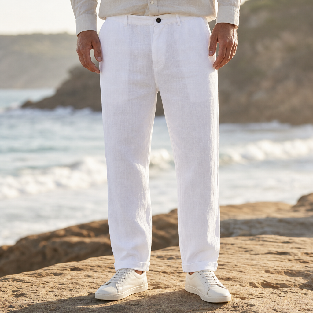 Soller Relaxed Linen Chino Pants in White