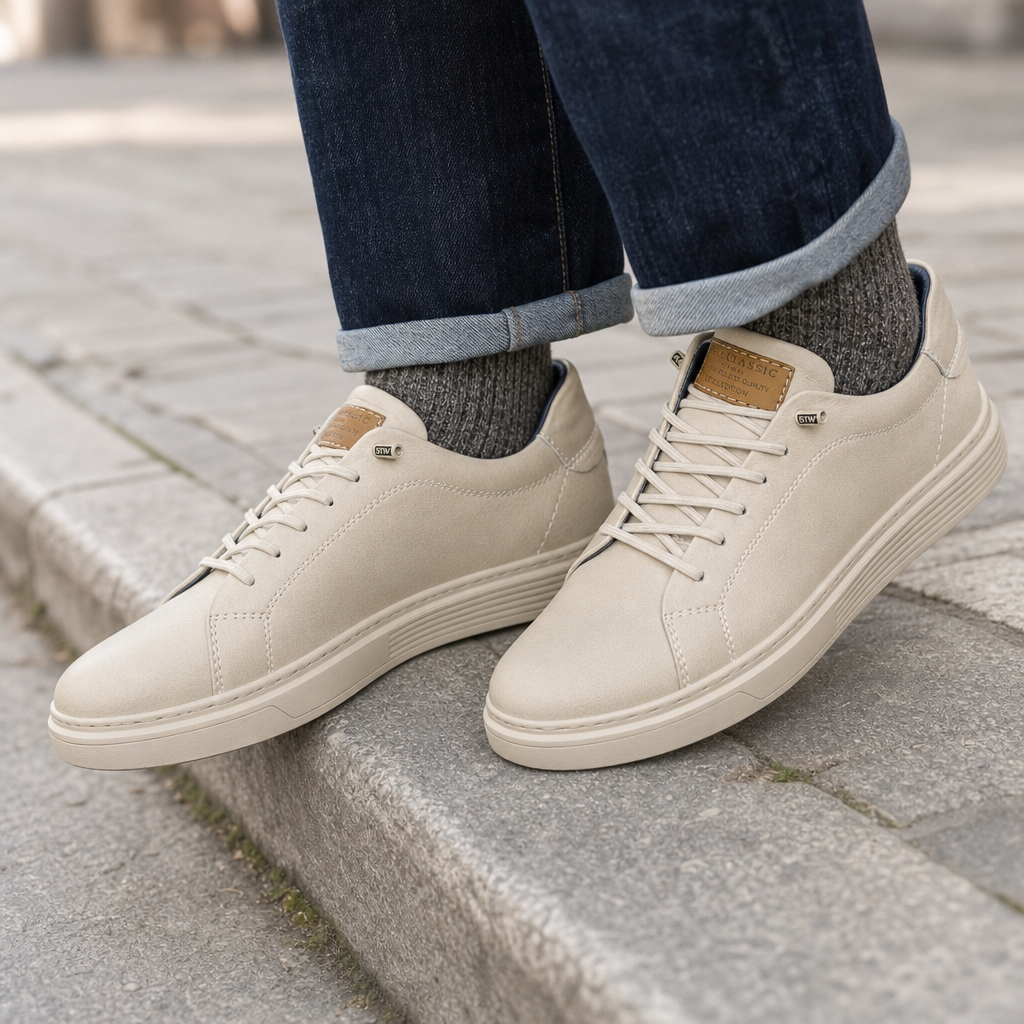 Sorrento Classic Leather Sneakers in Beige