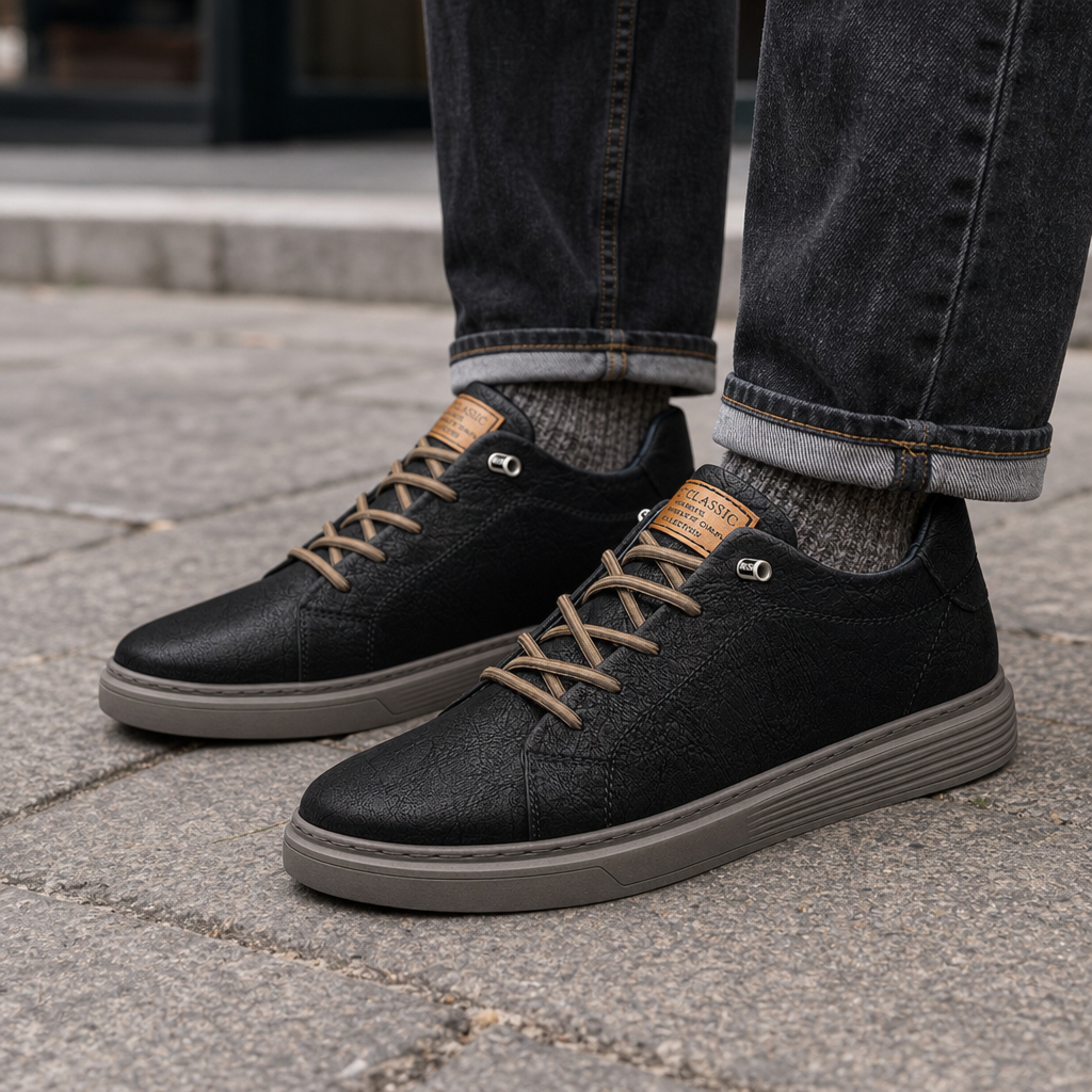 Sorrento Classic Leather Sneakers in Black