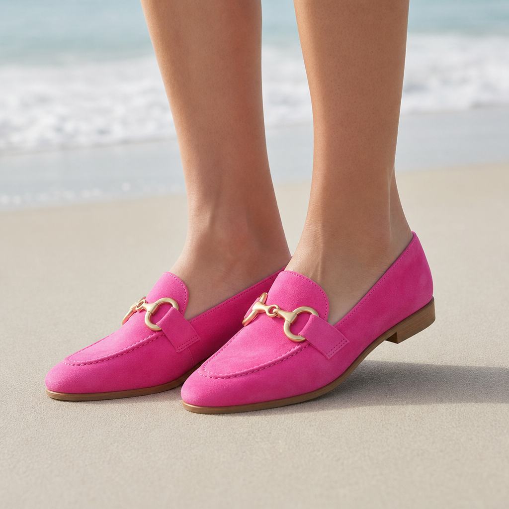 Spetses Orthopedic Gold Detail Loafers in Pink