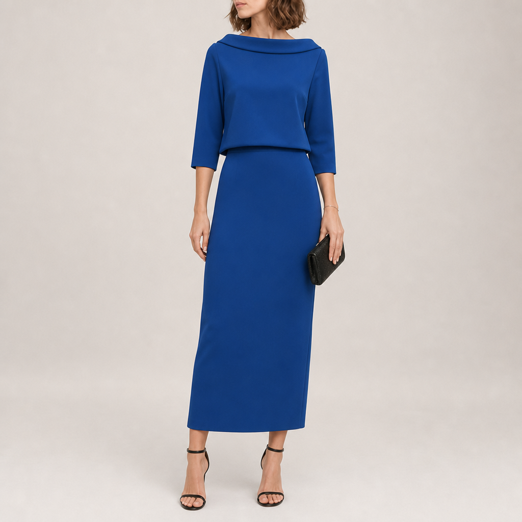 Taormina Boat Neck Midi Set in Blue (Almost sold out)