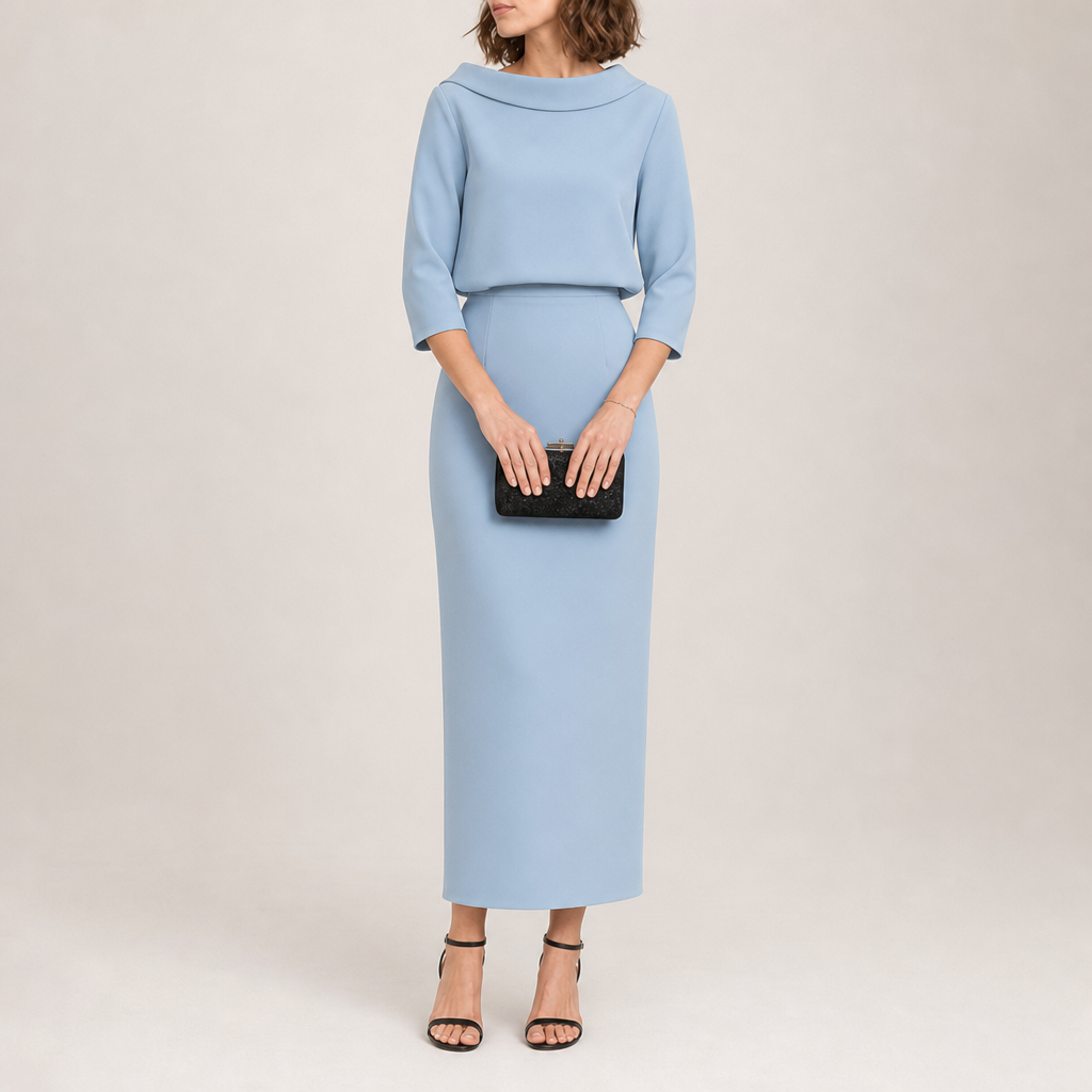 Taormina Boat Neck Midi Set in Sky Blue