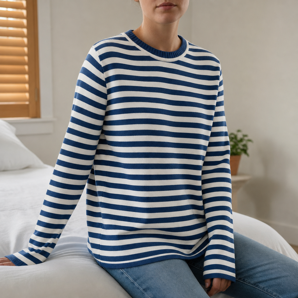 Tinos Striped Knit Top in Azure Blue
