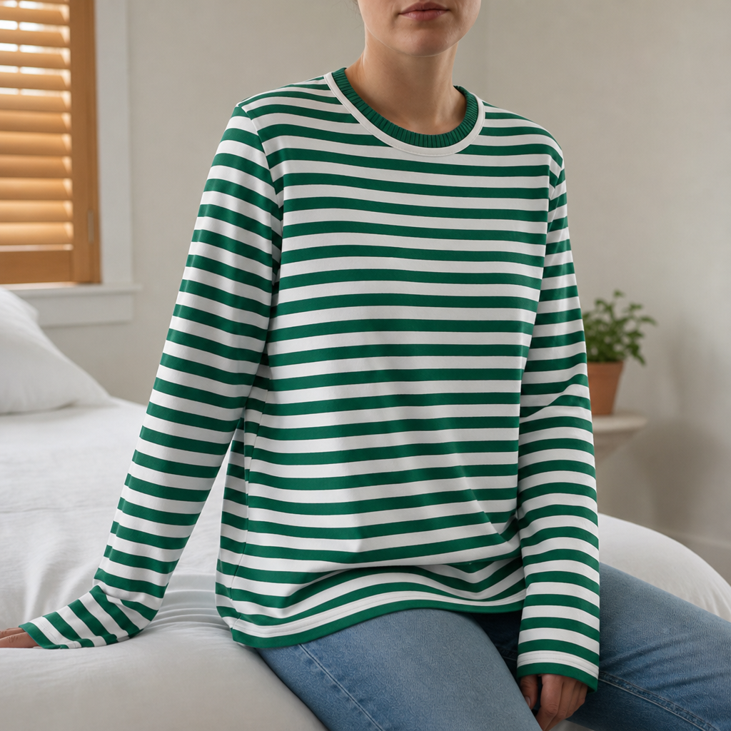 Tinos Striped Knit Top in Saphire Green