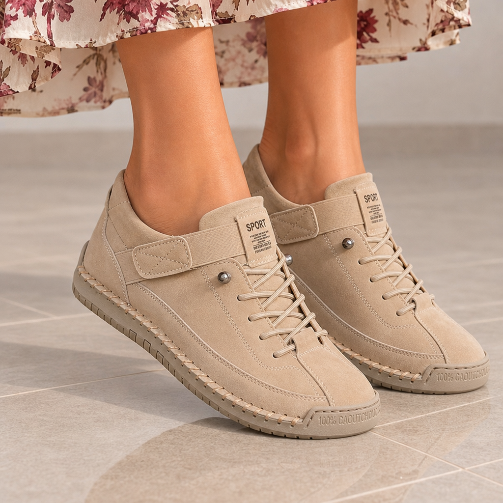 Tivoli Orthopedic Suede Sneakers in Beige