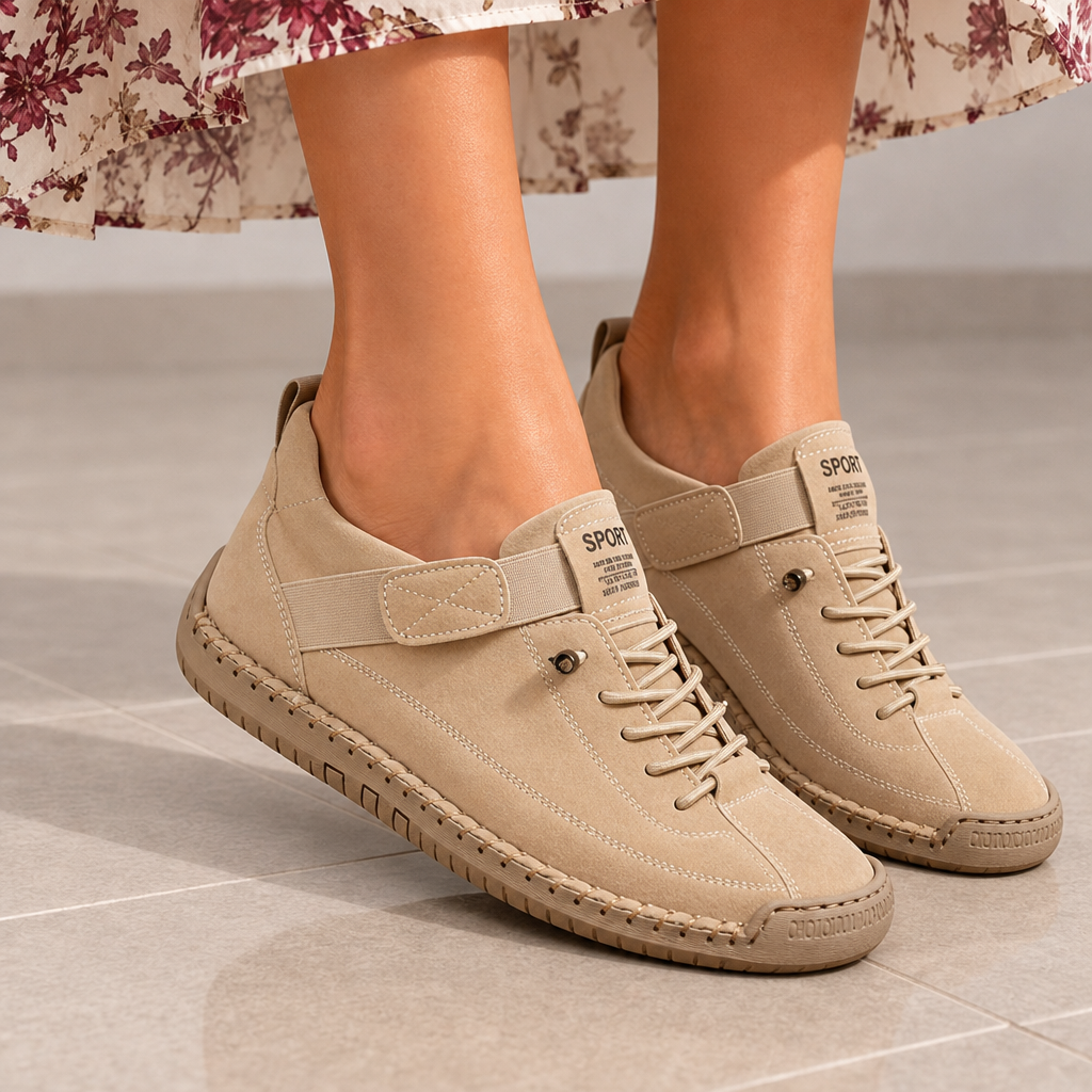 Tivoli Orthopedic Suede Sneakers in Light Brown
