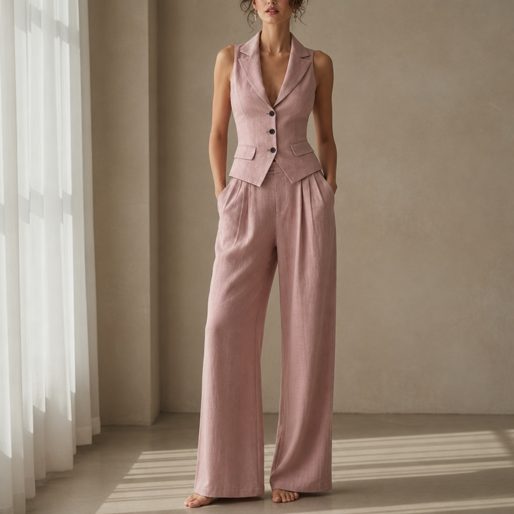 Tivoli Tailored Vest Trouser Set in Pink