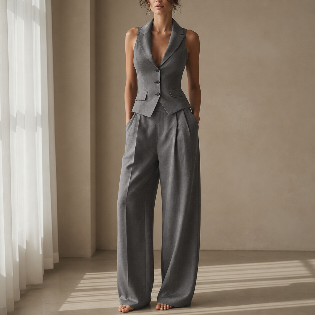 Tivoli Tailored Vest Trouser Set in Gray