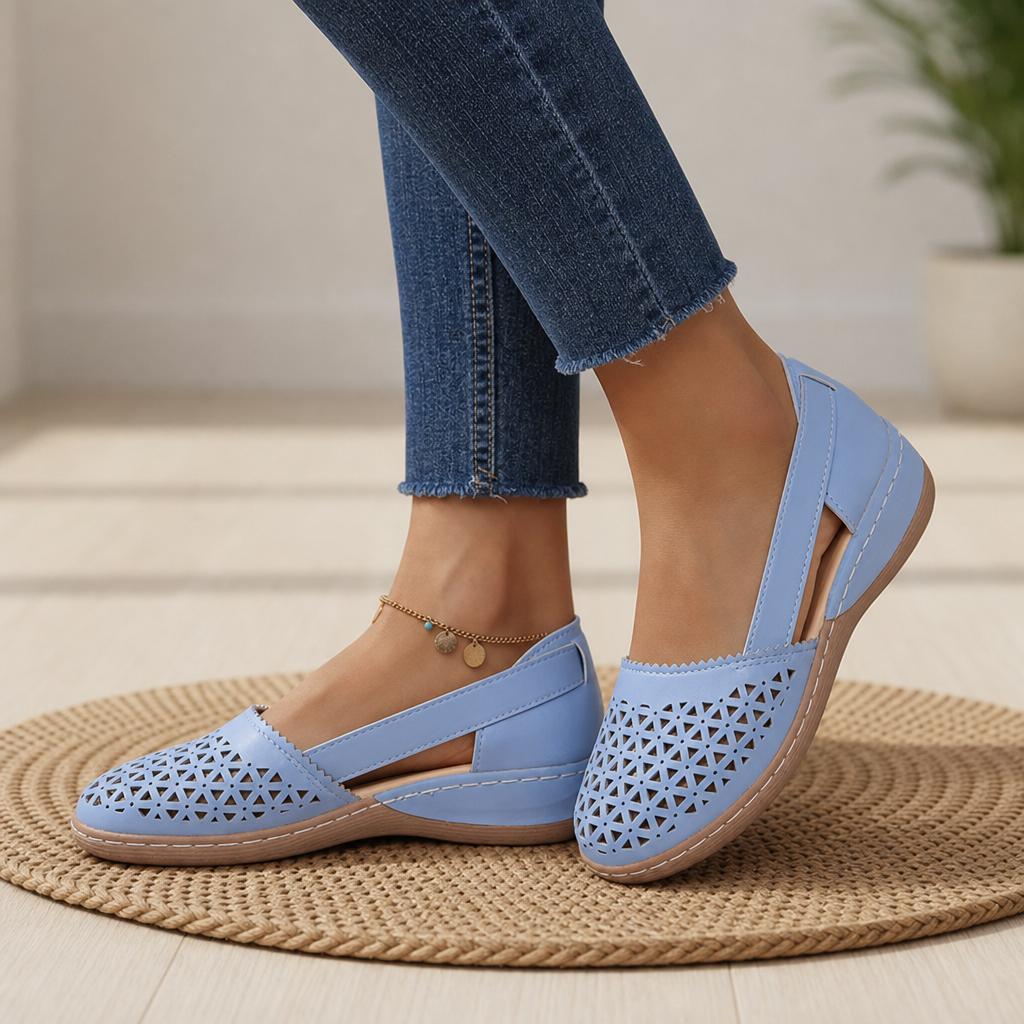 Urbino Orthopedic Cutout Slip-On Flats in Blue