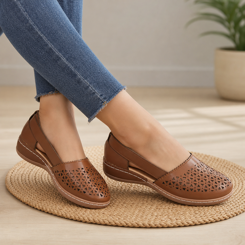 Urbino Orthopedic Cutout Slip-On Flats in Brown