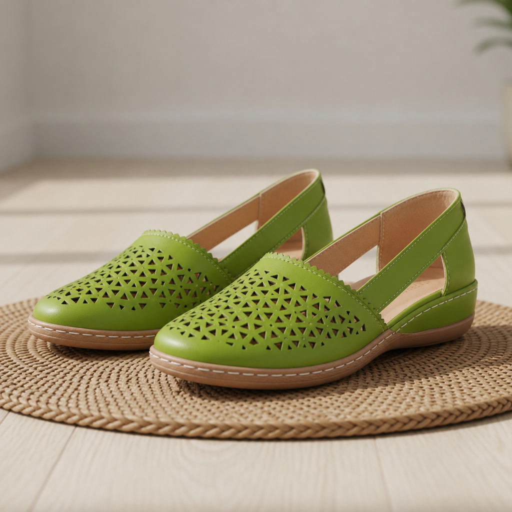 Urbino Orthopedic Cutout Slip-On Flats in Green