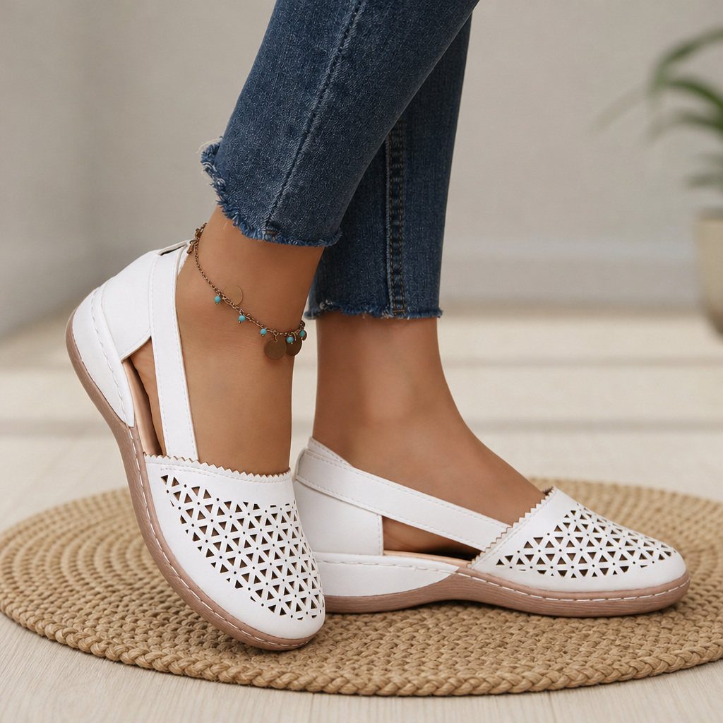Urbino Orthopedic Cutout Slip-On Flats in White
