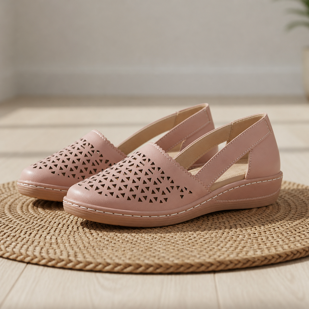 Urbino Orthopedic Cutout Slip-On Flats in Rose Gold
