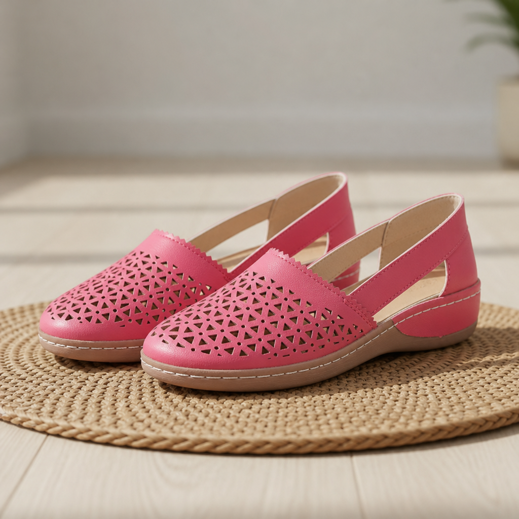 Urbino Orthopedic Cutout Slip-On Flats in Rose Pink